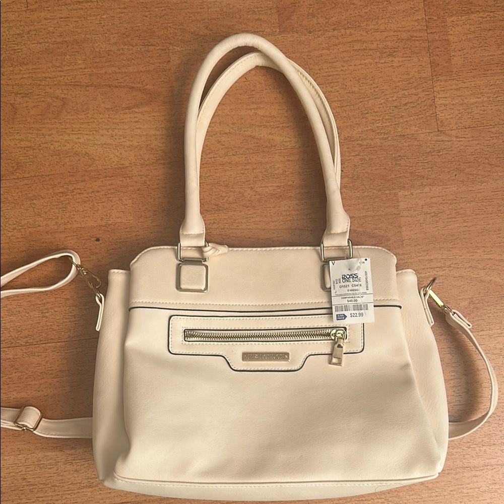 Cream Shoulder Bag with Detachable Strap